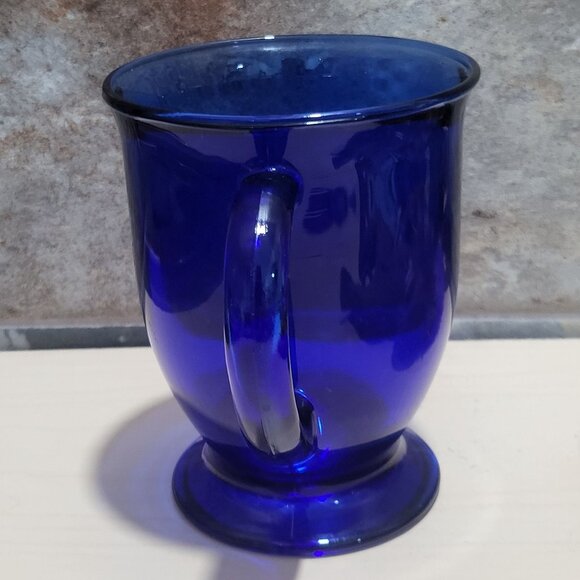 Vintage Starbucks Cobalt Blue Glass Pedestal Mug - Picture 5 of 10